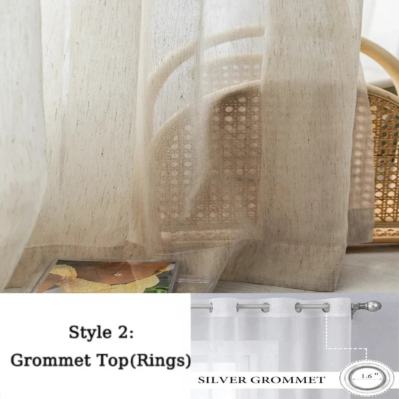 S-FOLD LINEN-LOOK SHEER CURTAINS - 80gsm Yarn Tulle, 5 Headings - Elegant Waves, Easy Rooms