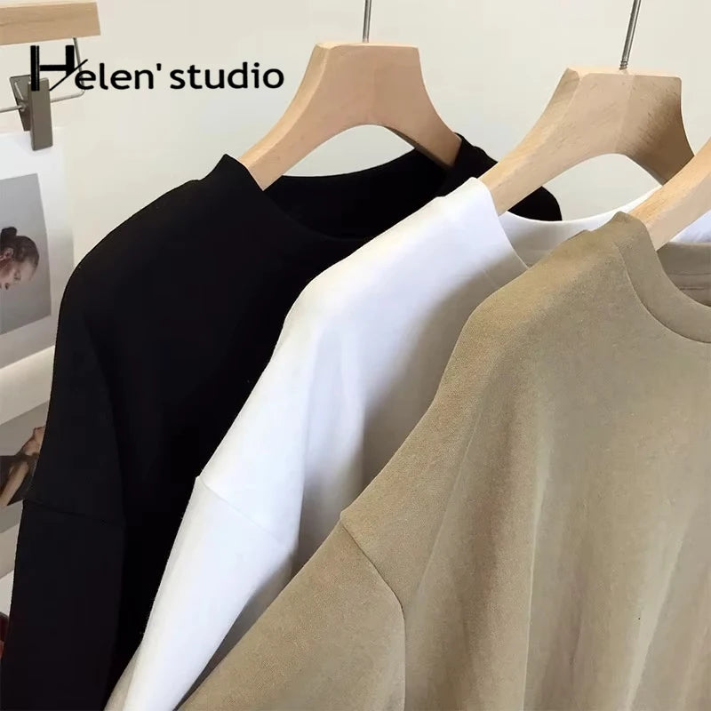 Summer Vintage Women's Short Sleeve Tee Korean Casual Backless Overside T-Shirt Round Neck Short-Sleeved Crop Tops Y2k Brown Top
