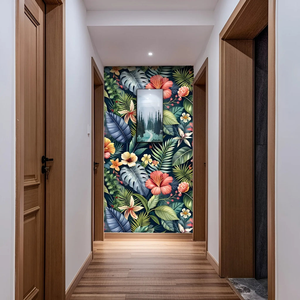 TROPICAL PALM LEAF WALLPAPER - Peel & Stick PVC - Boho Wall Decor