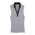 Summer New Fashion Style Ribbed Sleeveless Polo Collar T-shirt Sports Style Polo Shirt Vest Top Women's Clothing