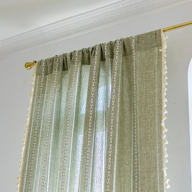 TASSEL JACQUARD CURTAINS - 500gsm, 14 Patterns, Rod Pocket - Textured Rooms