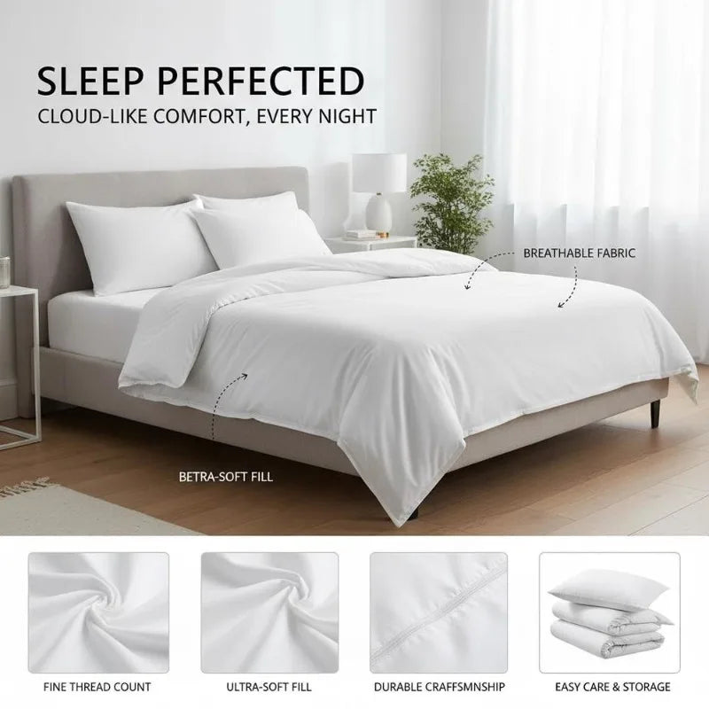COTTON DUVET COVER SET - 200 × 200 cm - Soft Washable Bedding