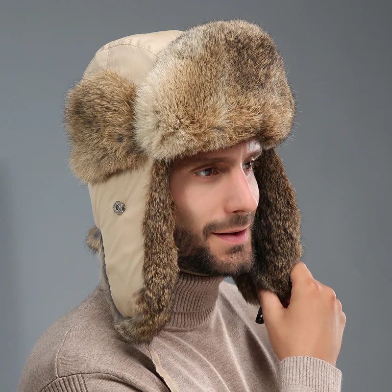 TUNDRA - Real Rabbit Fur Bomber Hat - Unisex, 9 Colors, Sizes 55–62cm