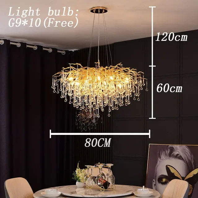 Water Drop Crystal Chandelier – Chrome/Gold/Black, Multi-Size