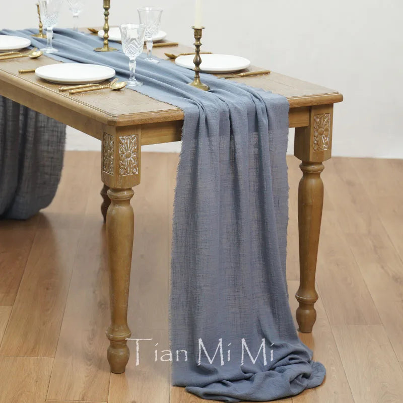 COTTON GAUZE TABLE RUNNER - 23 Colors, 40 & 62cm Wide, Up to 10m - Rustic Tables