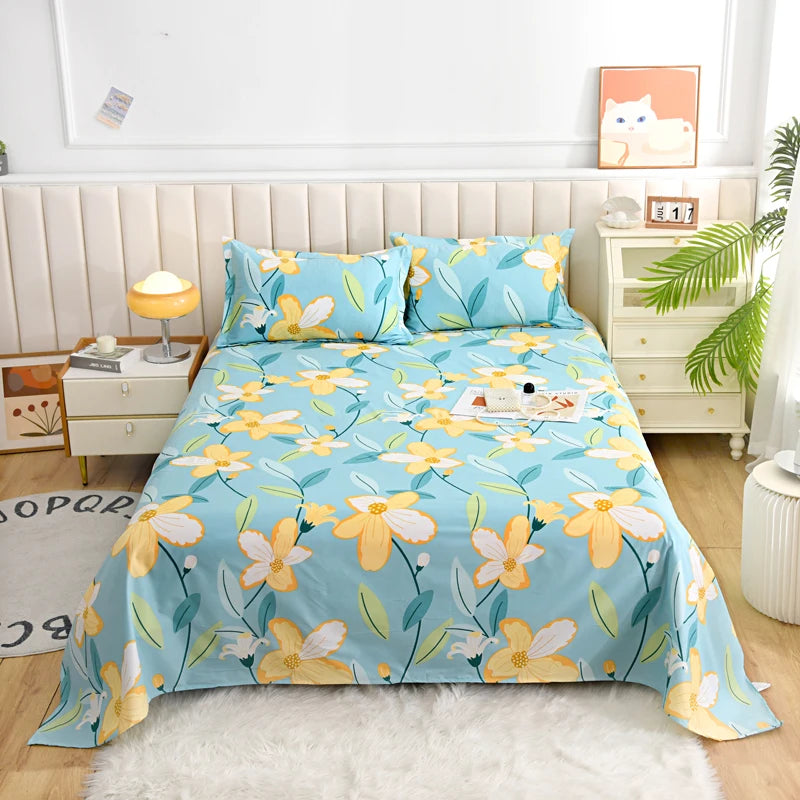 BLOOM FLAT SHEET - Red Flower Printed Bed Sheet - Soft, Vivid & Made to Last