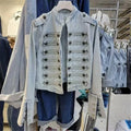 Split Denim Jacket – Stand Collar Loose Streetwear