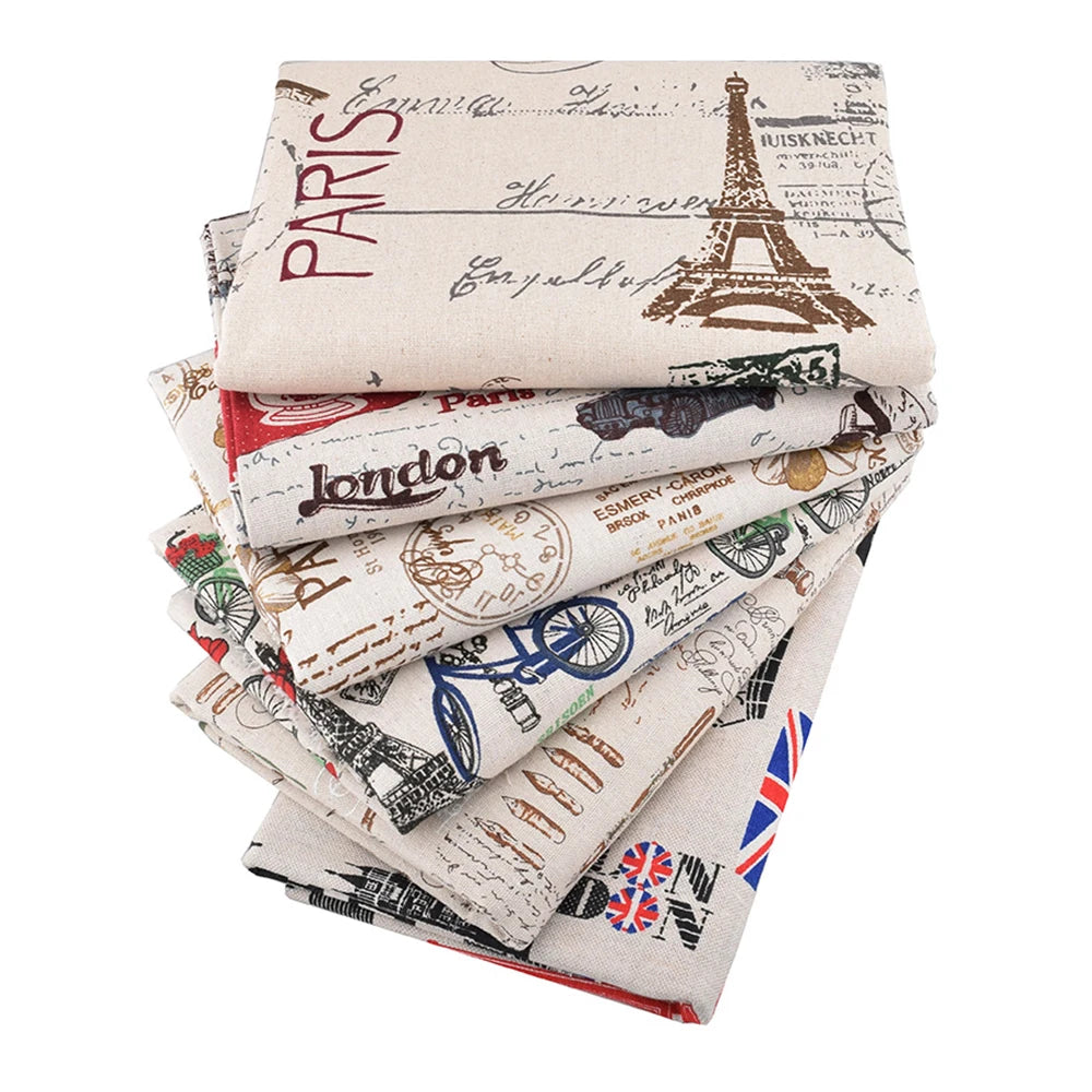 Chainho, Printed Cotton Linen Fabric, DIY Sewing Quilting Material, Patchwork Cloth For Sofa, Curtain, Cushion, Furniture Cover, CL01