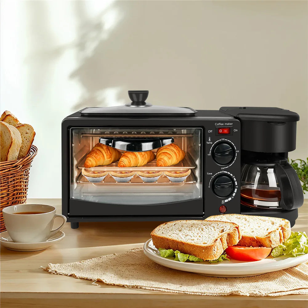 3 in 1 Breakfast Maker – 9L Oven Coffee Maker Frying Pan