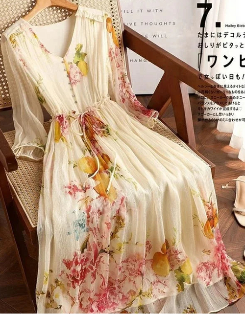 Botanical Floral Tie-Waist Maxi Dress