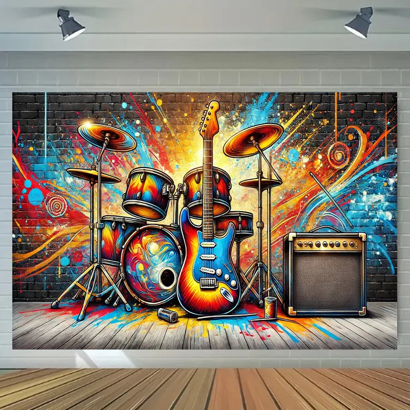Guitar & Drum Backdrop - Multi-Size - Music Energy