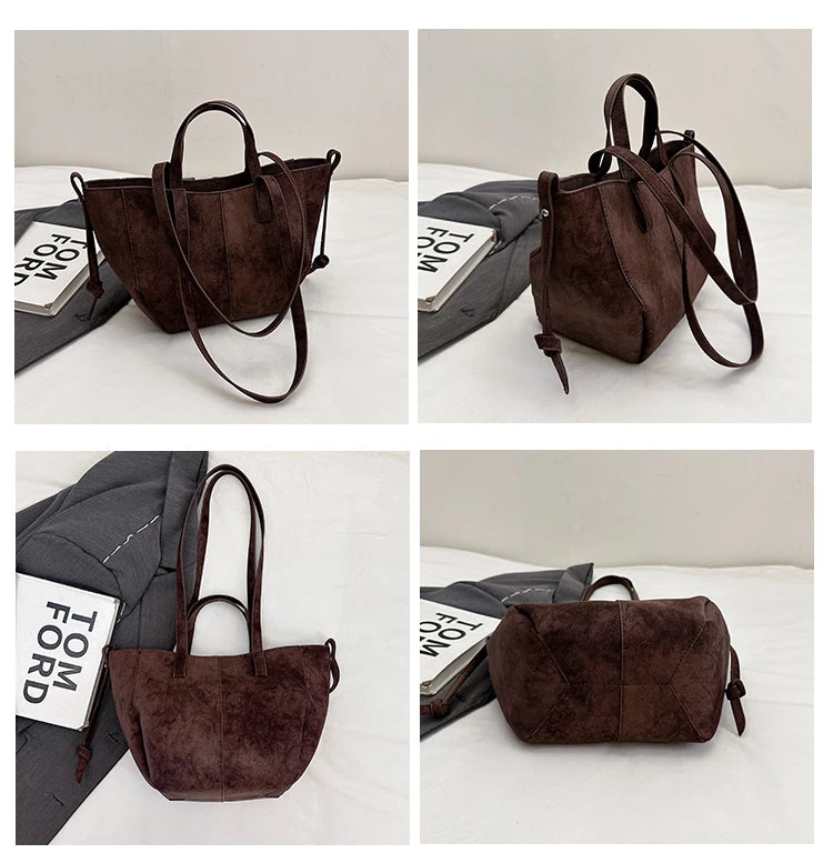 Light Luxury Solid PU Hasp Shoulder Bag for Women Commuting Frosted Leather Handbag 2026 Hot Sale Large Capacity Niche Tote Bags
