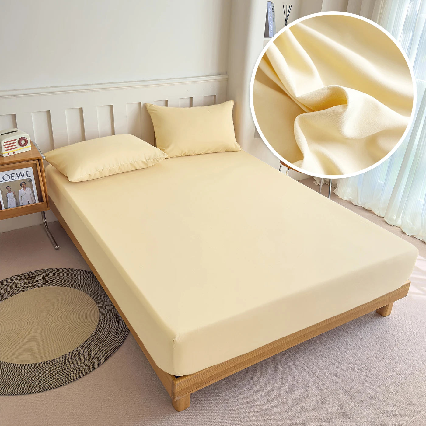 CLEAN HOLD - Solid Color Fitted Sheet - Elastic Band, 200 TC, 5 Colors