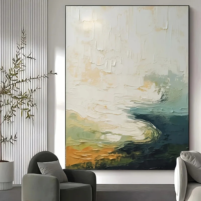 ABSTRACT SEA VIEW OIL PAINTING - Hand-Painted - Unframed Canvas