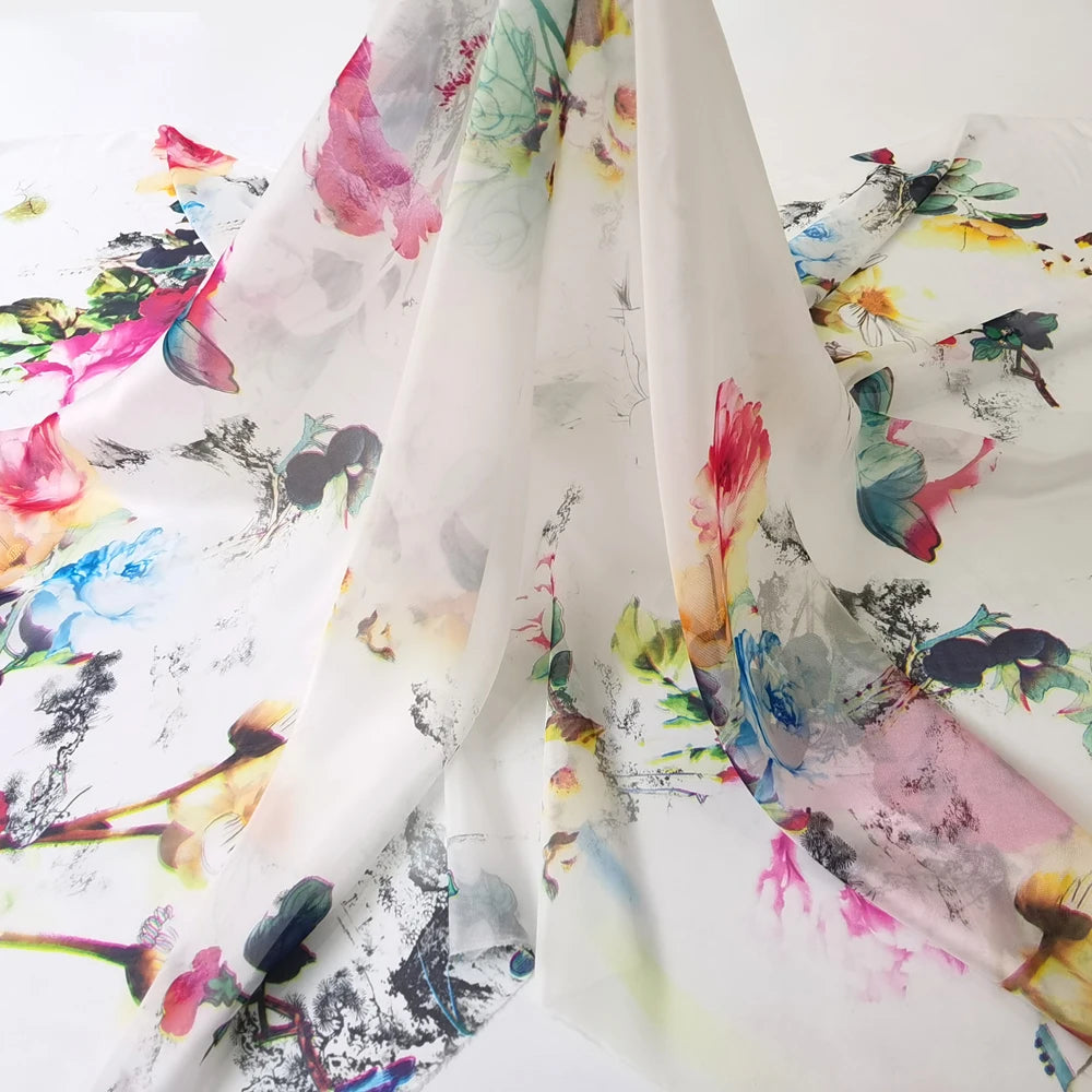 VINTAGE FLORAL CHIFFON - 148cm Wide - Soft Dress Fabric