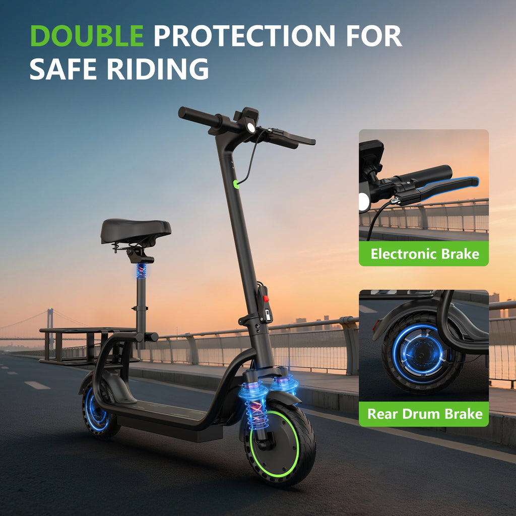 AOVOPRO ELECTRIC SCOOTER - 35 KM Range, Seat & Basket - Smart Rides