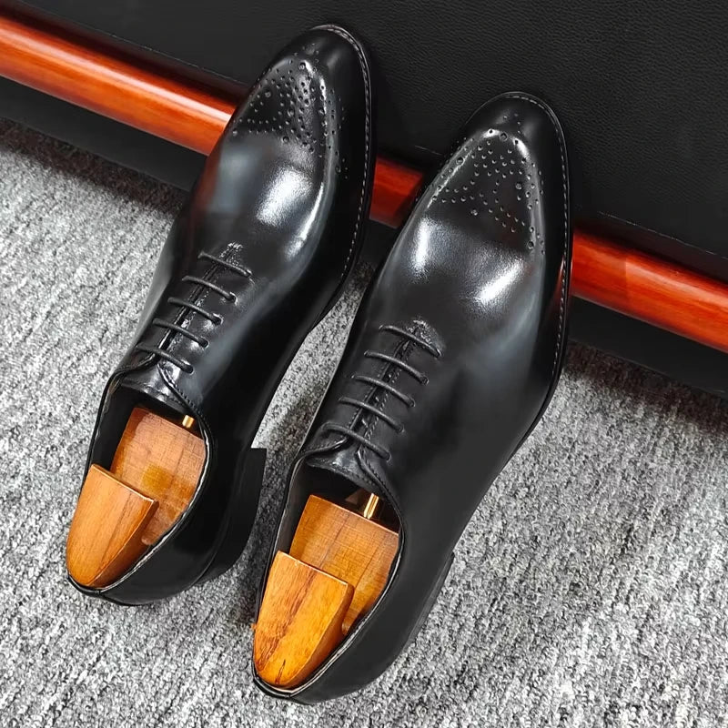 OXFORD NOIR - Men's Luxury Cow Leather Dress Shoes - Handmade Loafers