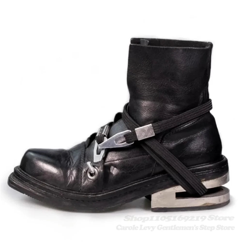 CABLE HOOK - Men's 90s Vintage Mid-Calf Boots - Metal Hooks, Lace-Up, Waterproof, EU 36–46