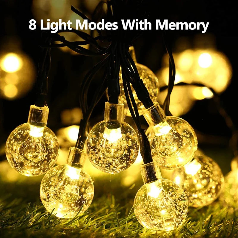 SOLAR STRING LIGHTS - 5–11 m, 20–60 LEDs - Crystal Globe Garden Glow