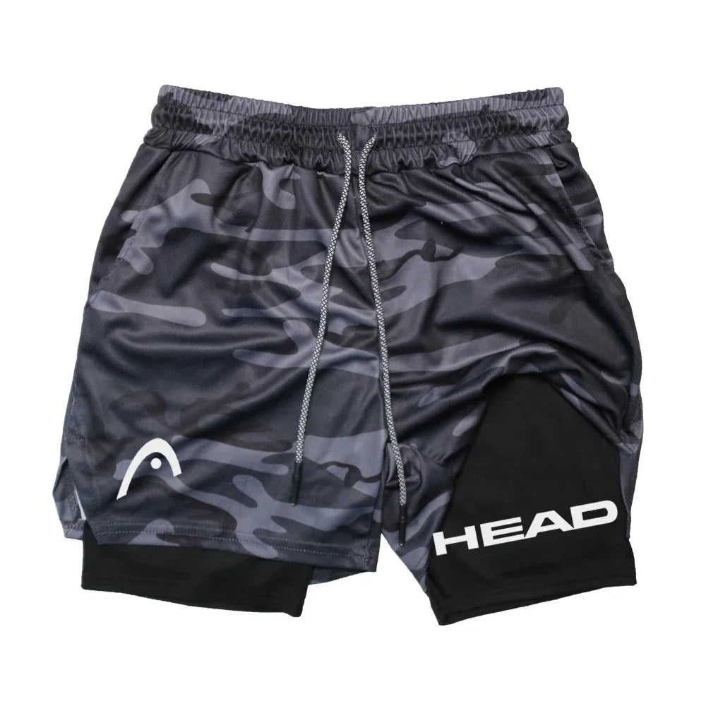 Anime Berserk Head Running Shorts Men Fitness Gym Training 2-in-1 Sports Quick Dry Workout Jogging Double Deck Summer