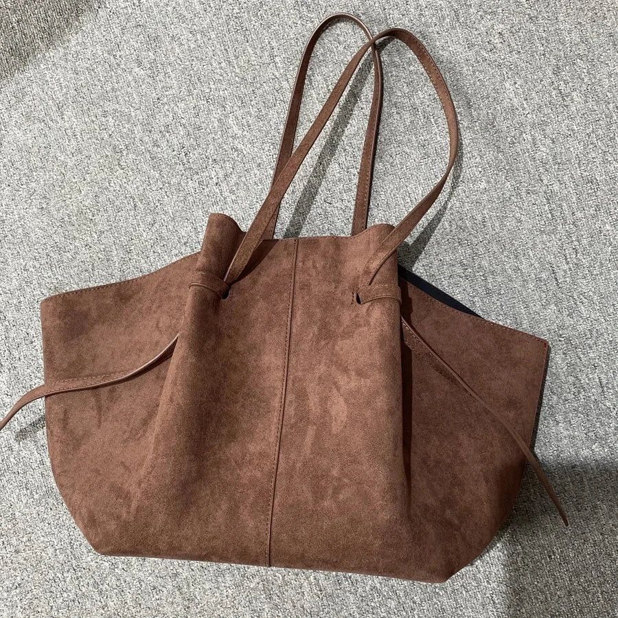 Custom Initials Faux Suede Shopping Tote Bags For Women Luxury Designer Handbags Purse 2026 New Large Capacity Underarm Shoulder