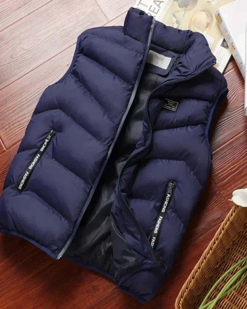 PUFF VEST - Men's Sleeveless Puffer Jacket - Mandarin Collar, 5 Colors, M-8XL