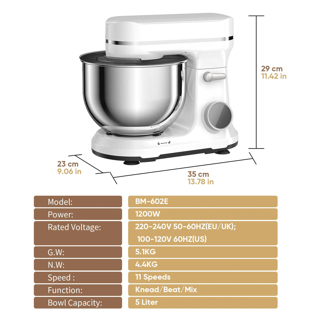 Stand Mixer 1200W – 11 Speeds OLED Screen DC Motor