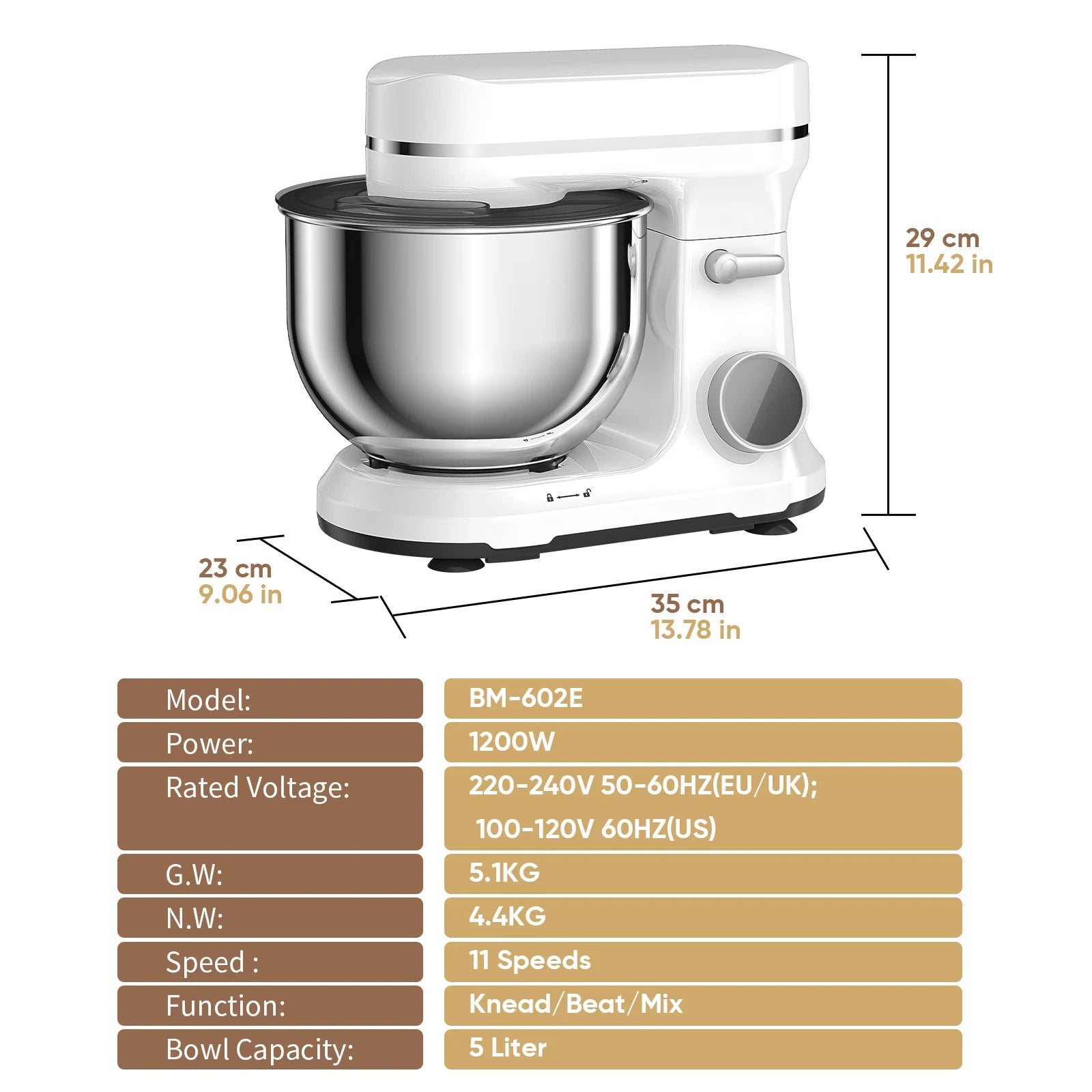 Stand Mixer 1200W – 11 Speeds OLED Screen DC Motor