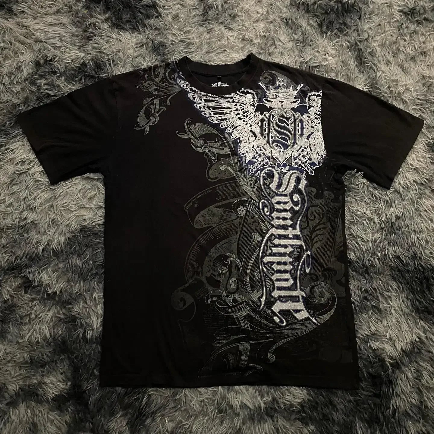 High Street Southpole Short Sleeve Women Y2K Graphic Print Oversized T Shirt Harajuku Gothic Round Neck Cotton Short Sleeve Tops