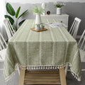 TASSEL TABLECLOTH - Cotton Linen Stripe - Joyful Tables