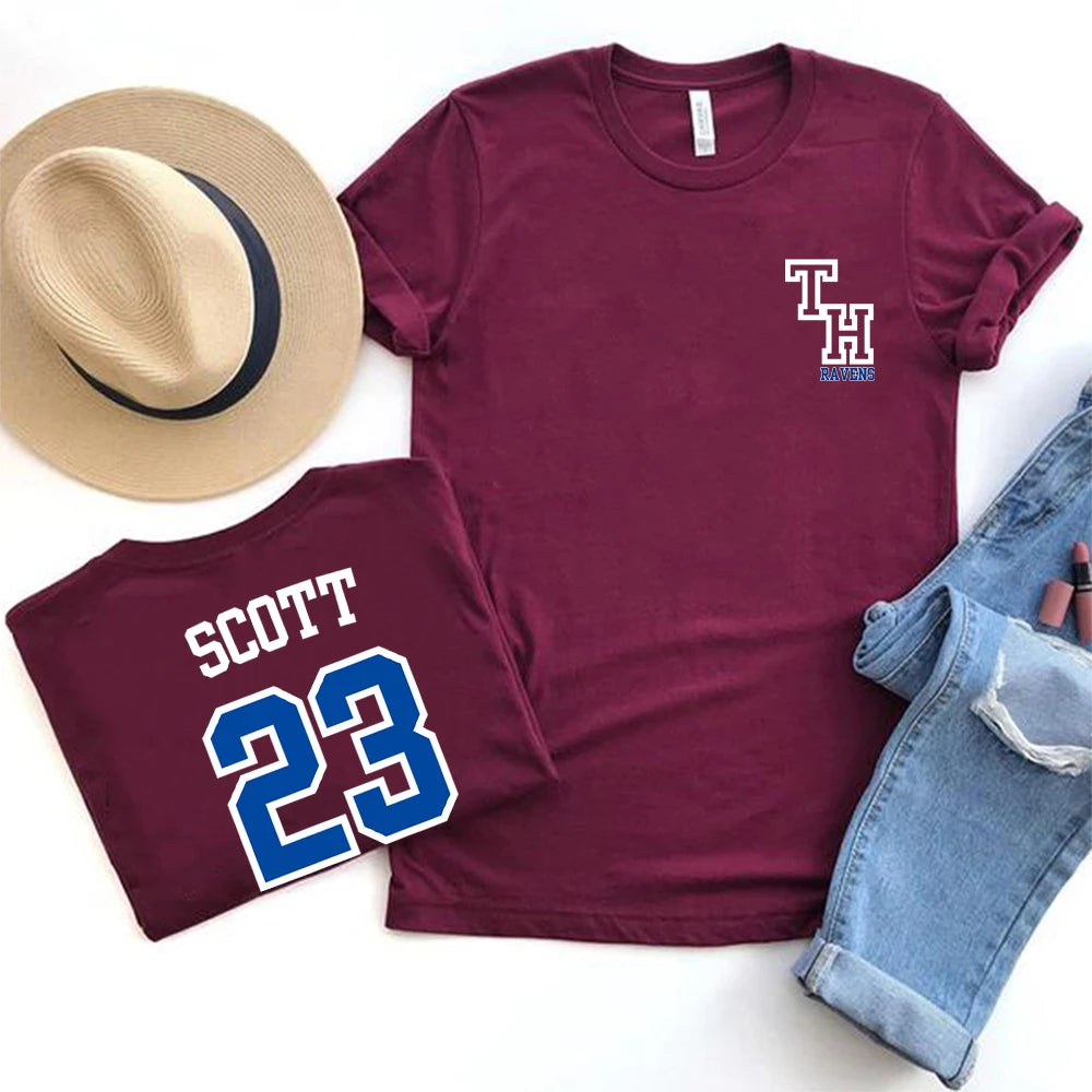 TREE HILL RAVENS Scott 23 T-shirt One Tree Hill Merch Nathan Scott Shirt North Carolina Tees Tv Show OTH Merch 2 Side Print Tops