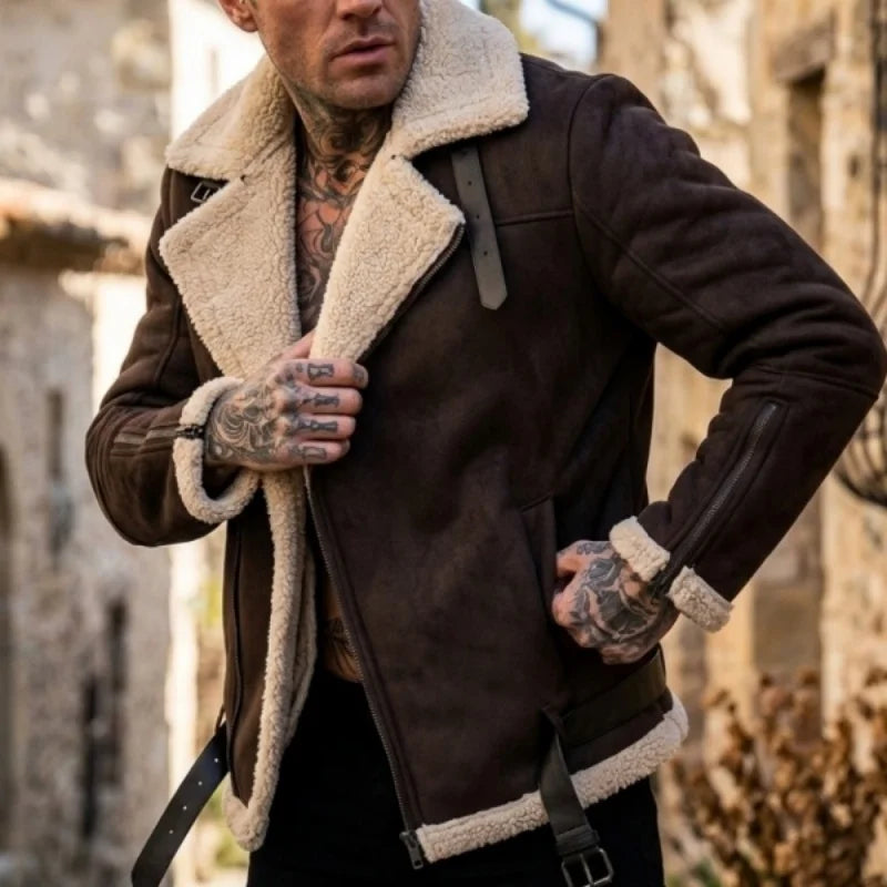 SUEDE FLEECE - Men's Faux Suede Fleece-Lined Winter Jacket - 2 Colors, S–5XL