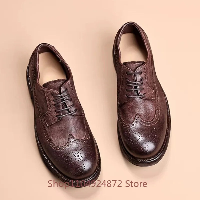 BRIT CRAFT - Handmade Genuine Leather Derby Shoes - British Style, Thick Sole