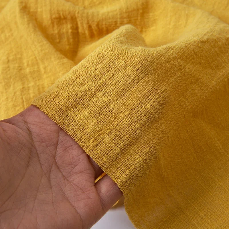 Soft Thin Linen Cotton Fabric Solid Color Organic Material Pure Natural Flax For Sewing Handmade Clothes Patchwork Fabric