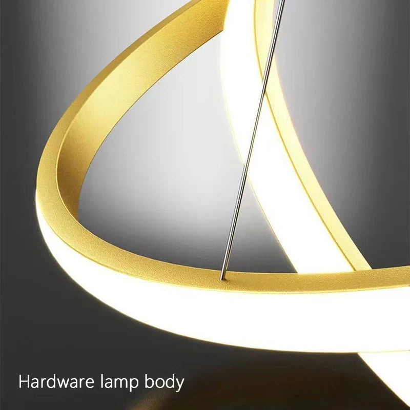 Triple Ring LED Pendant Light – Black/Gold, 60-40-20cm, 3-Color