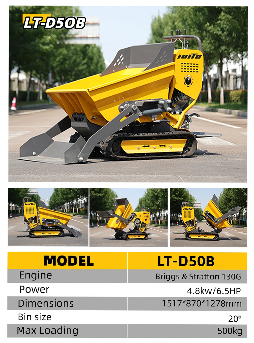 LEITE Mini Tracked Dumper - 800 kg - LT 800KG