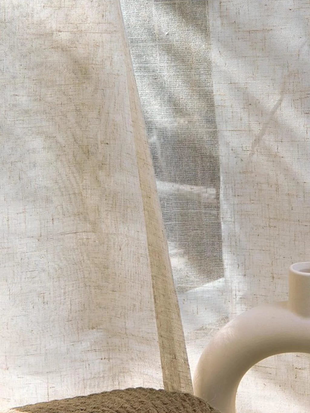 LINEN SHEER CURTAINS - Voile Weave, Custom Sizes - Natural Light