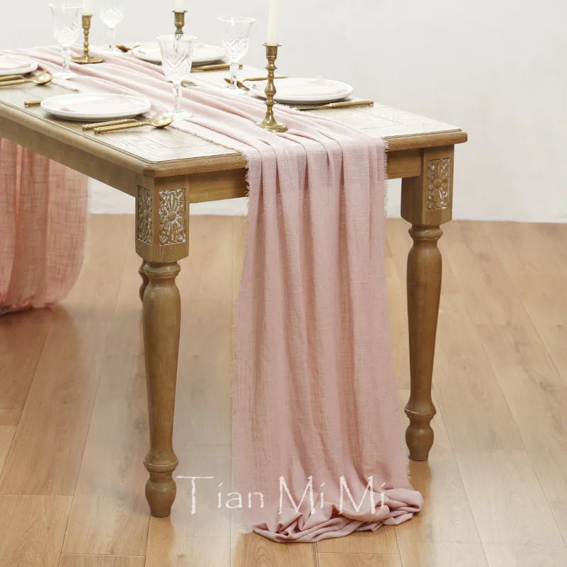 COTTON GAUZE TABLE RUNNER - 23 Colors, 40 & 62cm Wide, Up to 10m - Rustic Tables
