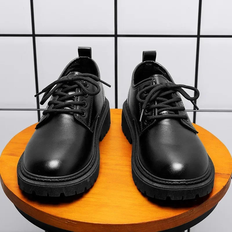 Men's Black Lace-Up Height Increasing Business Shoes - Casual PU EU 39-44