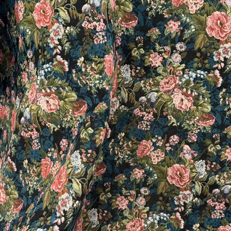 FLORAL CHENILLE JACQUARD FABRIC - Polyester-Cotton, 148cm Wide - Rich Rooms