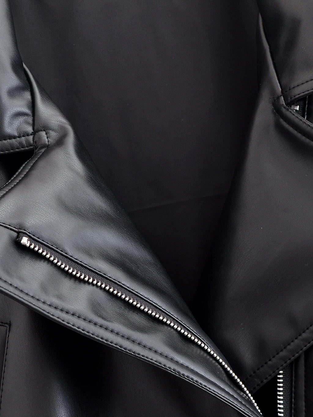 HH Women Fashion Black Short Faux Leather Trench Coat Long Sleeve Lapel Jacket With Belt Vintage Lady Motorcycle Jacket Outwear