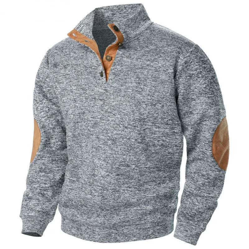 PATCH BLOC - Men's Patchwork Stand Collar Sweatshirt - Vintage, 5 Colors, S-XXXL