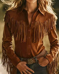 Fringe Velvet Western Shirt Jacket