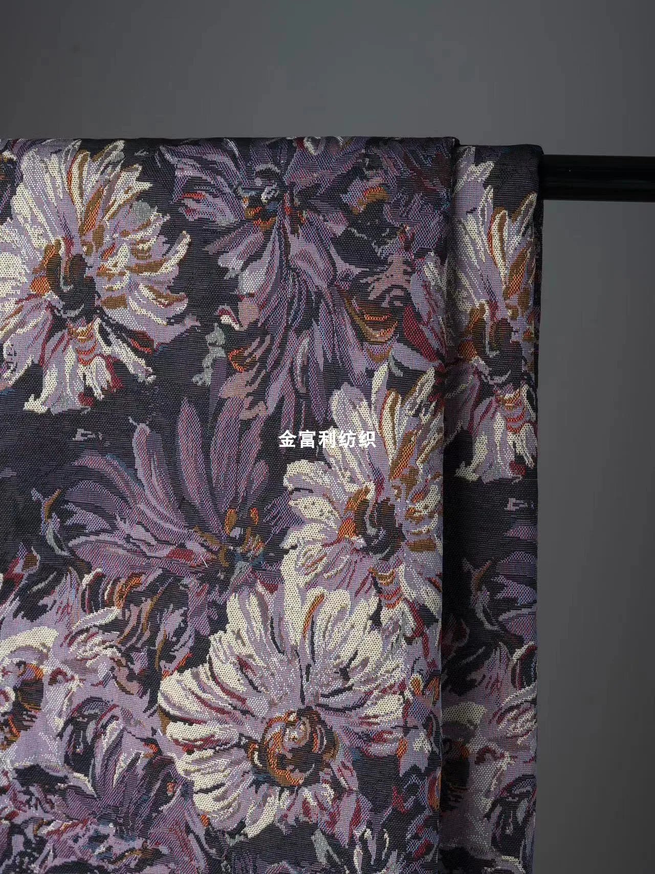 FLORAL CHENILLE JACQUARD FABRIC - Polyester-Cotton, 148cm Wide - Rich Rooms