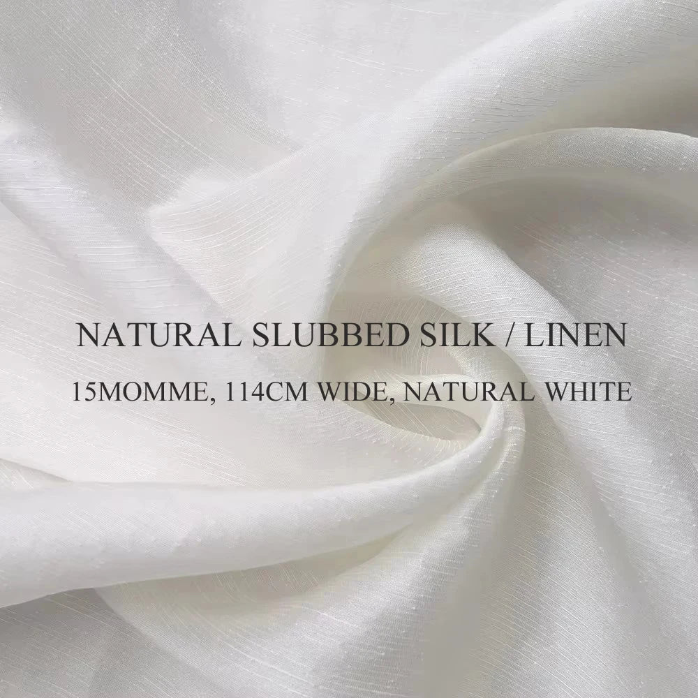 Mulberry Silk Linen 45'' Wide By Meters Natural White Silk Flax Fabric Slubbed