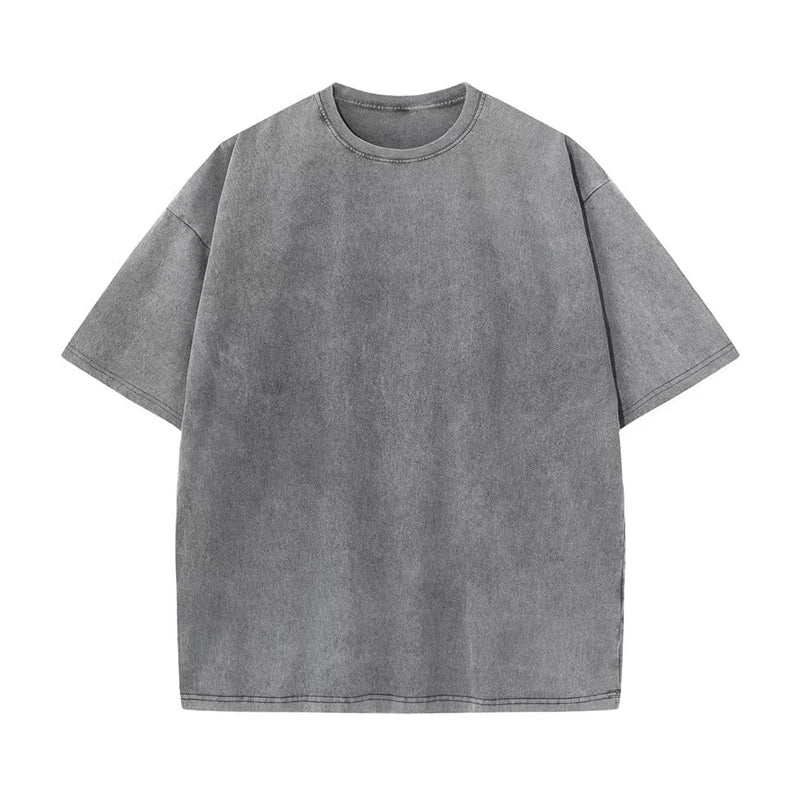 2026 Streetwear Washed Vintage T-Shirts Hip Hop Retro Punk T Shirt Women Tops Cotton Neutral Short Sleeve Acid Wash T-Shirts