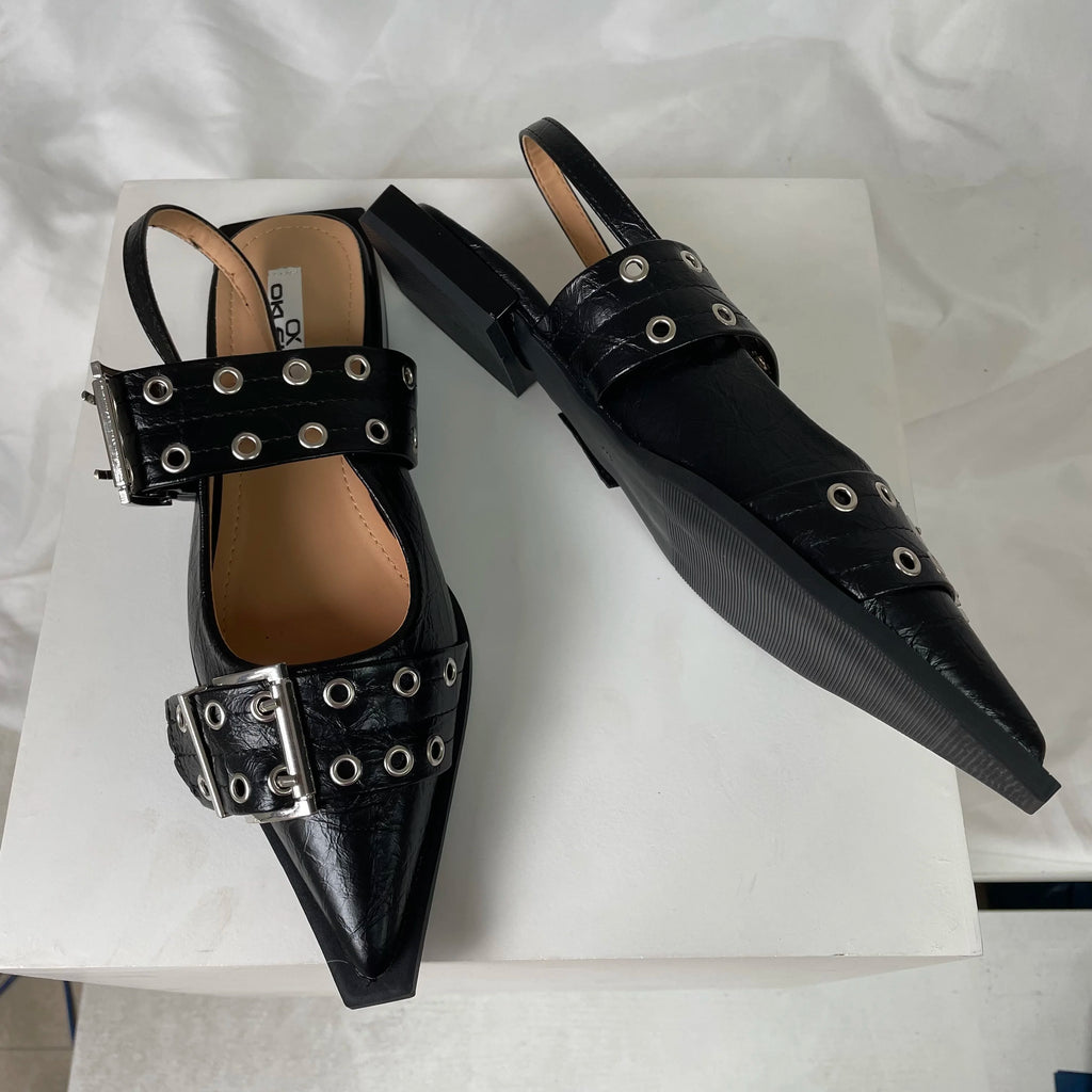 New Women Sandals Shoes Pointed Toe 2026 Spring Fashion Shallow Footwear Slingbacks Ladies Sandals Flats Shoes Big size