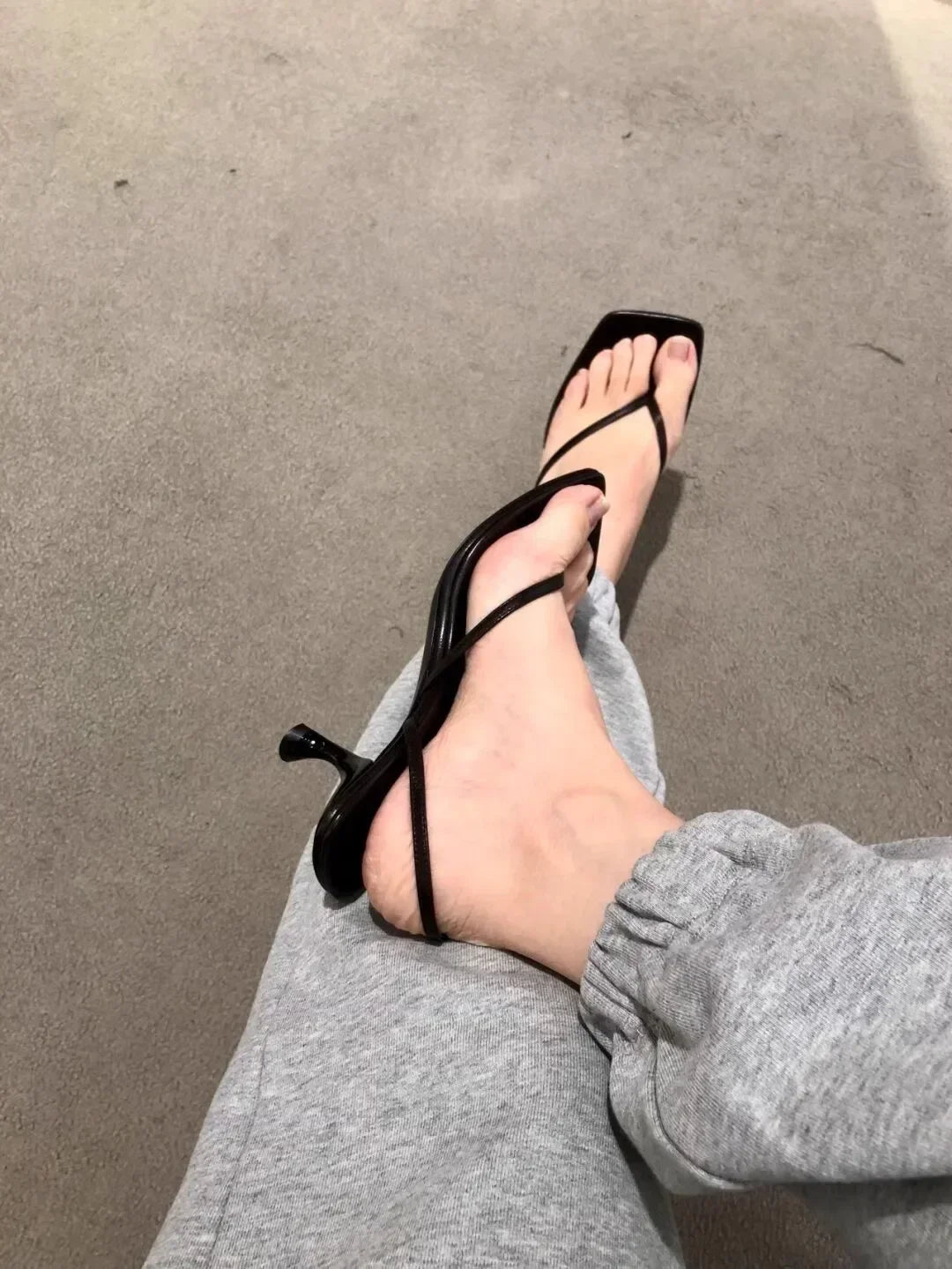 Retro Square Toe Clip Toe Sandals Kitten Heel Back Strap Brown Solid Concise French Style Sexy Fashion Women's Shoes Summer Casual