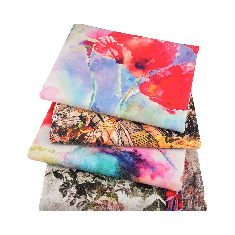 Chainho Printed Cotton Linen Fabric – 140cm Wide, 5 Patterns