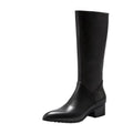 Men's Genuine Leather Knee-High Boots - Italian Retro Pointed Toe Lace-Up Winter Boots